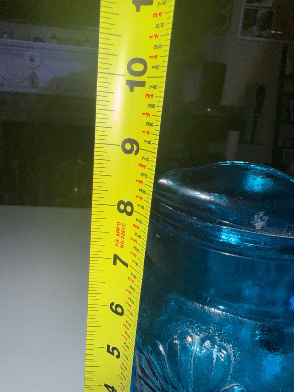 Vtg Anchor Hocking Blue Glass Rainflower Pitcher - Picture 7 of 9